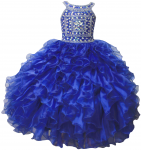 GIRLS RUFFLE DRESSES (R.BLUE/SILVER) 0515741
